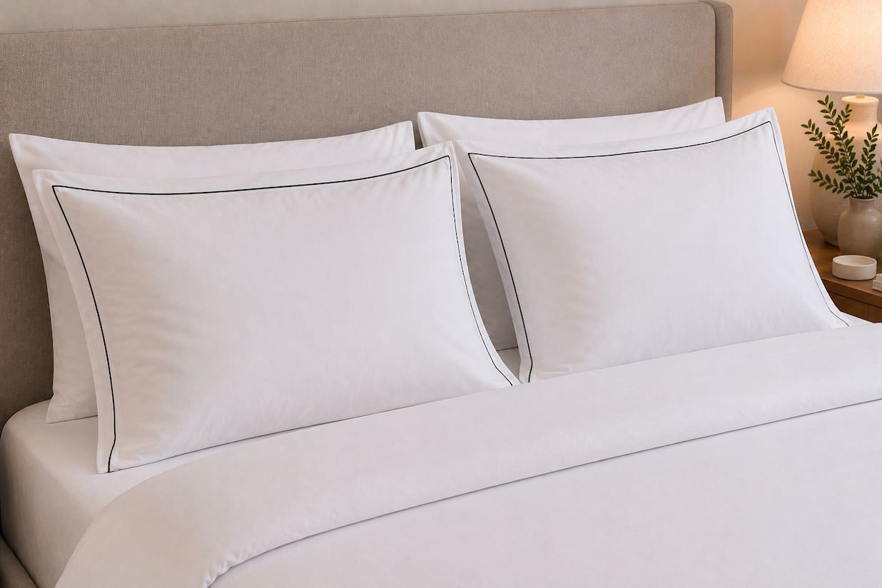 White with Fine Black Piping